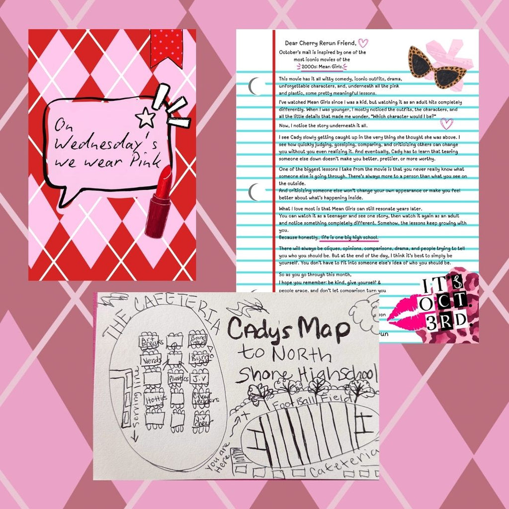 October’s Cherry Rerun Nostalgia Mail is inspired by one of the most iconic teen movies of the 2000s — Mean Girls